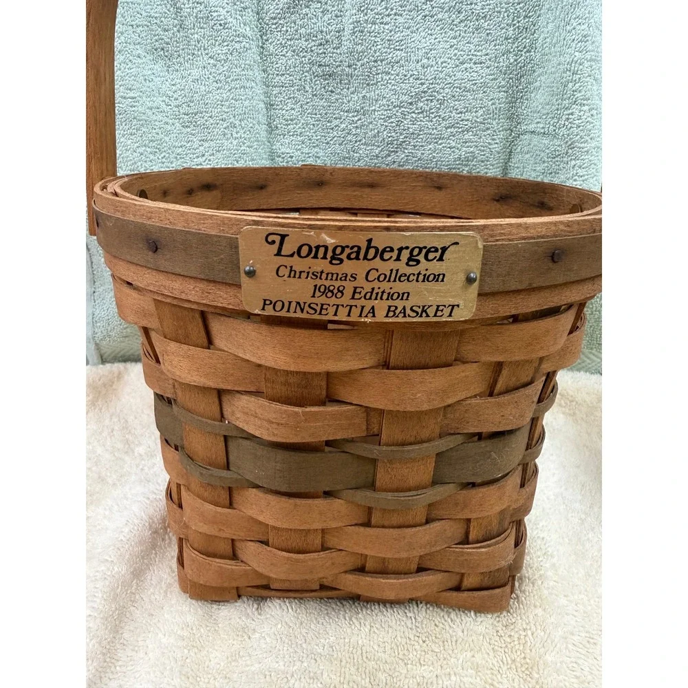 Longaberger Christmas Collection 1988 Edition Poinsettia Basket Handwoven USA